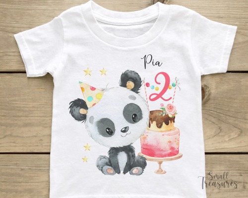 Geburtstagsshirt personalisiert Geburtstag Mädchen Pandabär T-Shirt TShirt