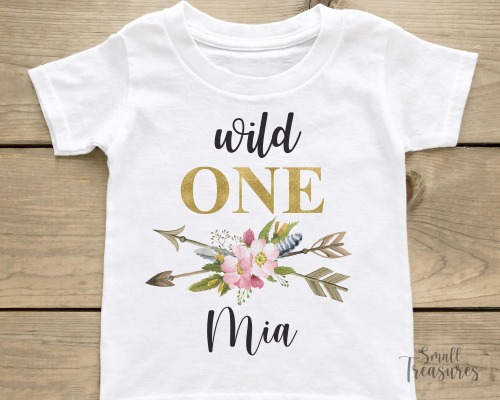 Geburtstagsshirt personalisiert, Geburtstag Mädchen Wild One, 1. Geburstag T-Shirt TShirt