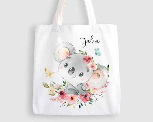 Stoffbeutel Tasche Stofftasche Kindergartentasche mit Name personalisiert Koala