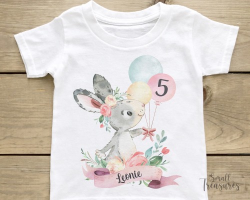 Geburtstagsshirt personalisiert Mädchen Hase T-Shirt TShirt