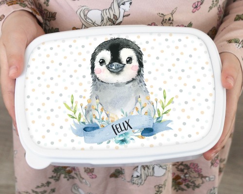 Brotdose Brotbox Lunchbox personalisiert, Pinguin