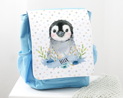 Kindergartentasche Kindergartenrucksack Farbwahl, personalisiert Pinguin