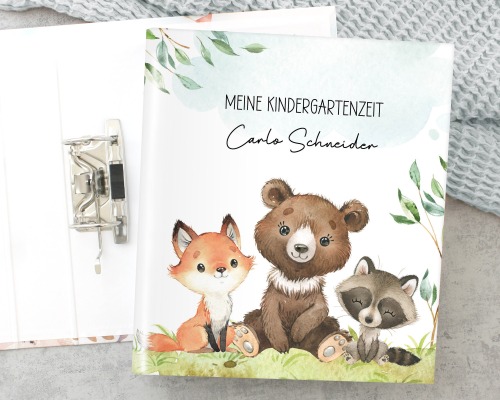 Ordner personalisiert Kindergartenordner Waldtiere Bär Fuchs