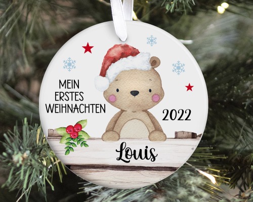 Anhänger Weihnachten personalisiert Weihnachtsanhänger erstes Weihnachten Bär