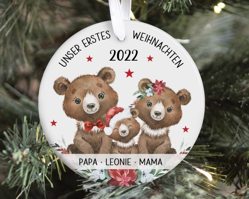 Anhänger Weihnachten personalisiert erstes Weihnachten Bären Familie