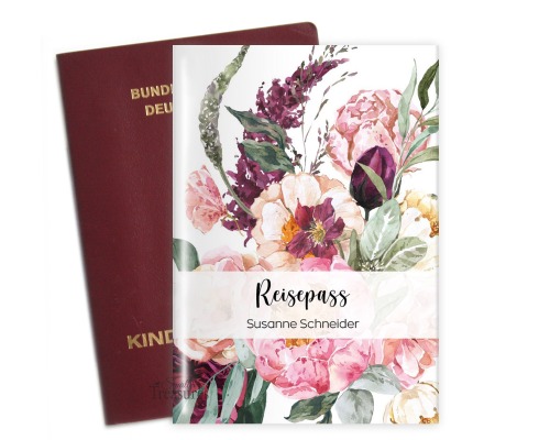 Reisepasshülle Reisepass personalisiert Blumen