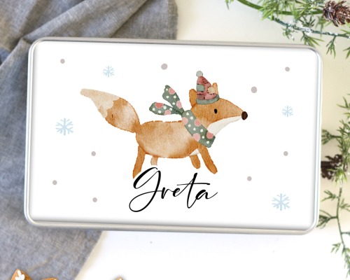 Keksdose Weihnachten mit Name personalisiert Fuchs