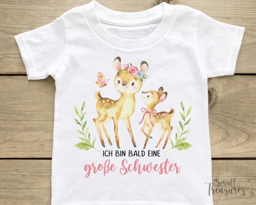 Geburtstagsshirt personalisiert Geburtstag Mädchen Rehe Geschwister Hase T-Shirt TShirt