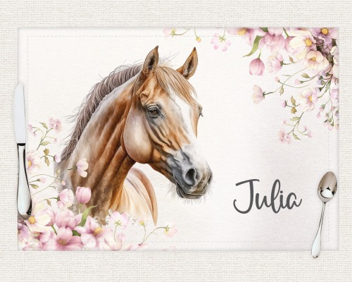 Platzdeckchen Pferd Tischset Textil mit Namen personalisiert