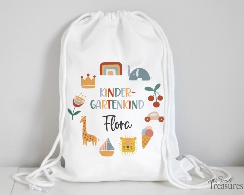 Stoffbeutel Turnbeutel Rucksack Kindergartentasche mit Name personalisiert