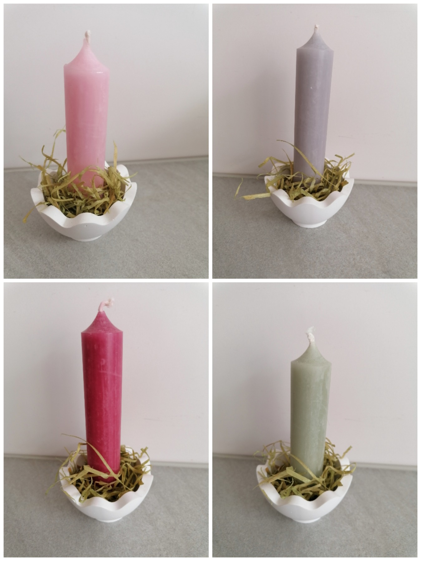 Kerzenständer klein mit Stabkerze Eierschale , aus Keraflott Raysin, Beton