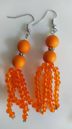 Ohrringe Perlenohrringe orange
