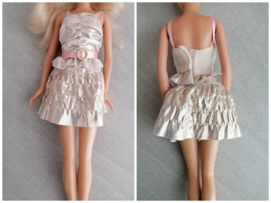 Barbie Kleidung Zweiteiler goldfarben