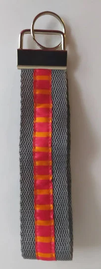Schlüsselband 14 cm, grau, Streifen