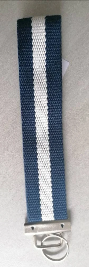 Schlüsselband 18 cm , blau-weiß gestreift