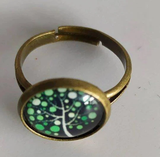 Fingerring Ringgröße 17 Lebensbaum grün