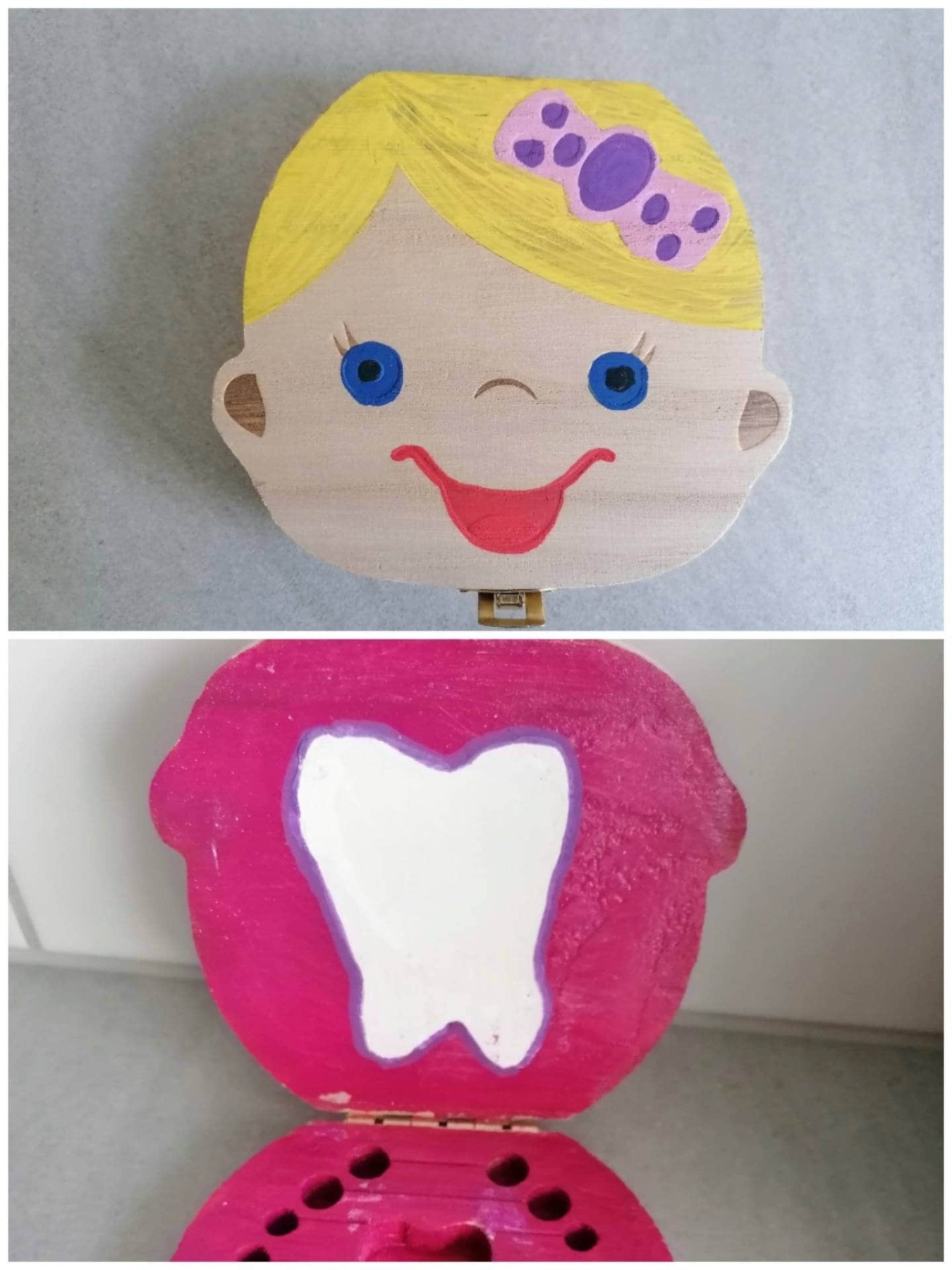 Zahndose für Mädchen Holzdose pink