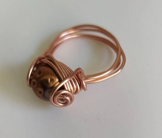 Fingerring mit Perle, Ringgröße 19,5