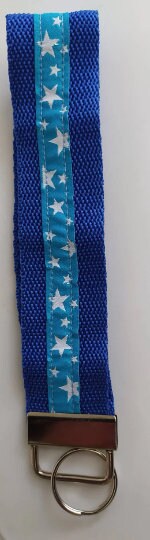 Schlüsselband 16 cm , blau mit Sterne