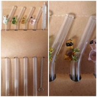 Strohhalme Trinkhalme aus Glas, 4er Set, Schildkröten
