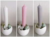 Kerzenständer mit Stabkerze Eierschale , aus Keraflott Raysin, Beton