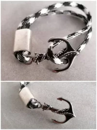 Armband mit Ankerverschluss, schwarz-weiß, 20 cm