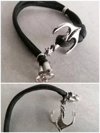 Armband mit Ankerverschluss, schwarz, 20 cm 2