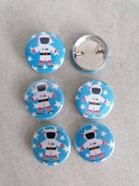 5er Set Orden, Ansteck-Pin für Kindergeburtstag, Astronaut, Weltall