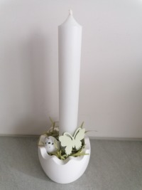 Kerzenständer mit Stabkerze Eierschale , aus Keraflott Raysin, Beton 2
