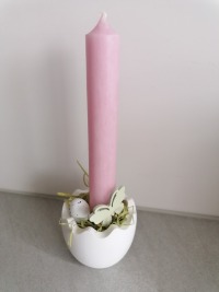 Kerzenständer mit Stabkerze Eierschale , aus Keraflott Raysin, Beton 3