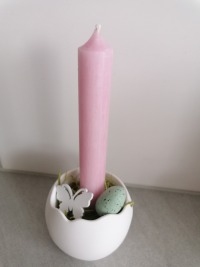 Kerzenständer mit Stabkerze Eierschale , aus Keraflott Raysin, Beton 3