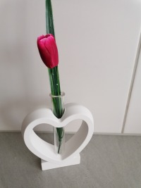 Herz mit Vase und Frühlingsblume Tulpe, aus Keraflott weiß 3