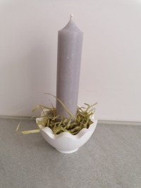 Kerzenständer klein mit Stabkerze Eierschale , aus Keraflott Raysin, Beton 4