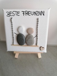 Leinwand auf Staffelei mit Spruch und Steinebild 16