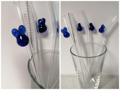Strohhalme Trinkhalme aus Glas, Osterhase, 4er Set, blau - Strohhalme Trinkhalme aus Glas,