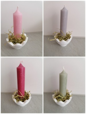 Kerzenständer klein mit Stabkerze Eierschale , aus Keraflott Raysin, Beton - Kerzenständer klein