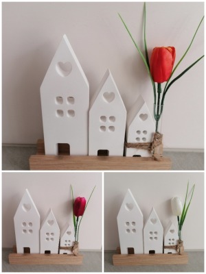 Häuserleiste mit Tulpe aus Keraflott Raysin, Beton - Häuserleiste mit Tulpe aus Keraflott