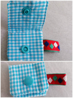 Wagenlöser Tasche für Einkaufswagenchip Mini-Geldbeutel Karo weiß-blau - Wagenlöser Tasche für