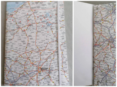 Skizzenheft, Notizheft, A4, Landkarten, up-cycling, Polen, Warschau - Skizzenheft, Notizheft, A4,