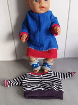 Bekleidung-Set, Puppenkleidung, Puppen, blau-rot, /- 40 cm - Bekleidung-Set, Puppenkleidung,