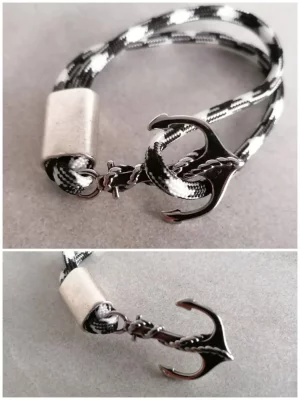 Armband mit Ankerverschluss, schwarz-weiß, 20 cm - Armband mit Ankerverschluss, schwarz-weiß, 20 c