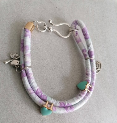 Armband aus Baumwollband, lila, 24 cm - Armband aus Baumwollband, lila, 24 cm