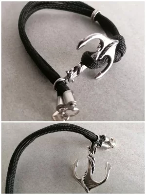 Armband mit Ankerverschluss, schwarz, 20 cm - Armband mit Ankerverschluss, schwarz, 20 cm