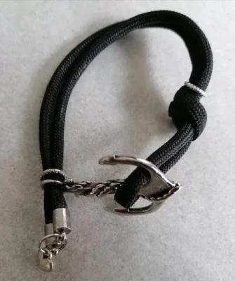 Armband mit Ankerverschluss schwarz 18 cm - Armband mit Ankerverschluss schwarz 18 cm