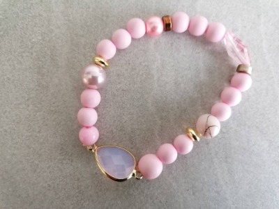 Perlenarmband, rosa, 18 cm - Perlenarmband, rosa, 18 cm