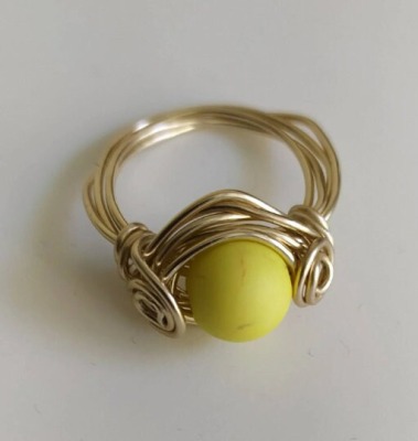 Fingerring gewickelt, mit Perle, Ringgröße 19,5 - Fingerring gewickelt, mit Perle, Ringgröße 19,