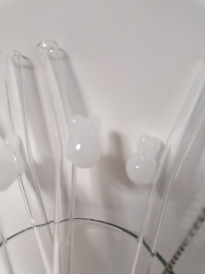 Strohhalme Trinkhalme aus Glas, Osterhase, 4er Set, weiß - Trinkhalme aus Glas, Osterhase, 4er Set,