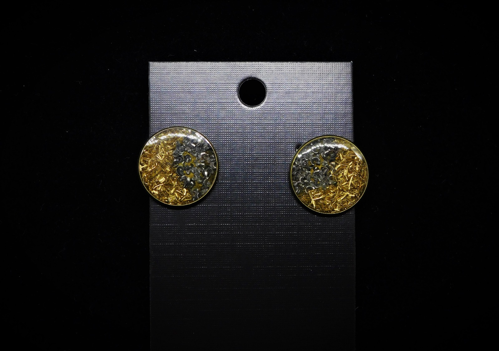 Upcycling Ohrclips Ohrringe Mond bronzefarben mit Stahl- und Messingfüllung