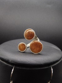 Upcycling Schmuckset Kreise Kette Ohrringe Ring silberfarben Copper Dust 4