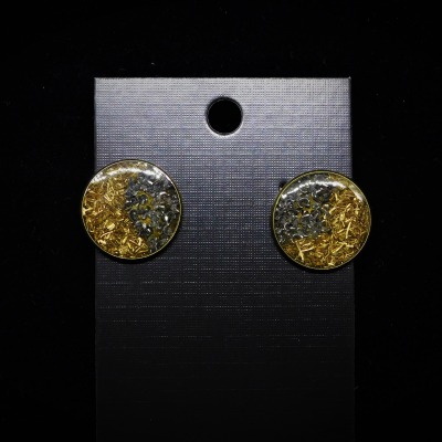Upcycling Ohrclips Ohrringe Mond bronzefarben mit Stahl- und Messingfüllung - Ohrclips Mond Steel B